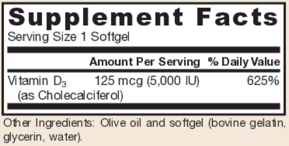 Product image for Vitamin D3 5000iu.