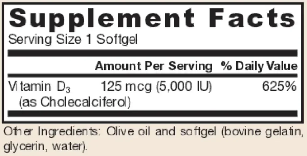 Product image for Vitamin D3 5000iu.