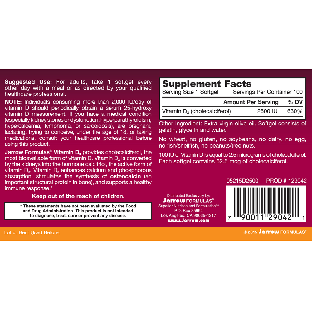 Product image for Vitamin D3 2500iu.