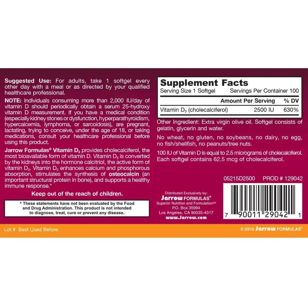 Product image for Vitamin D3 2500iu.