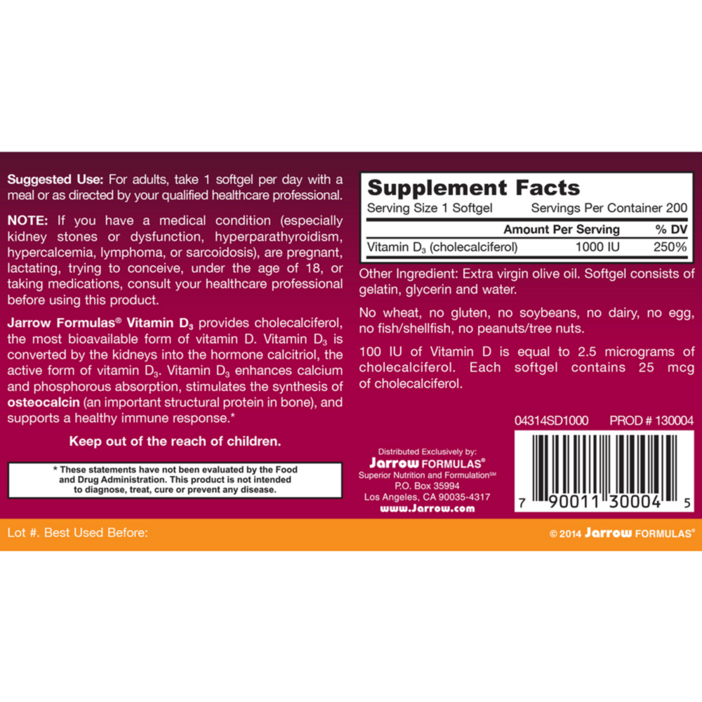 Product image for Vitamin D3 1000iu.