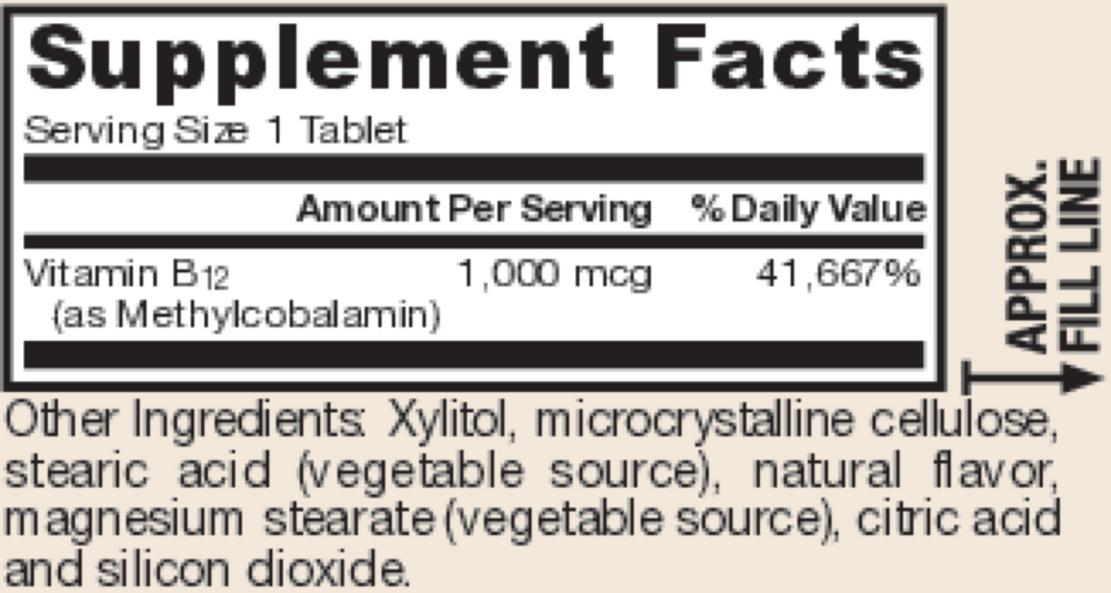 Product image for Methyl B-12 1000mcg Lemon.