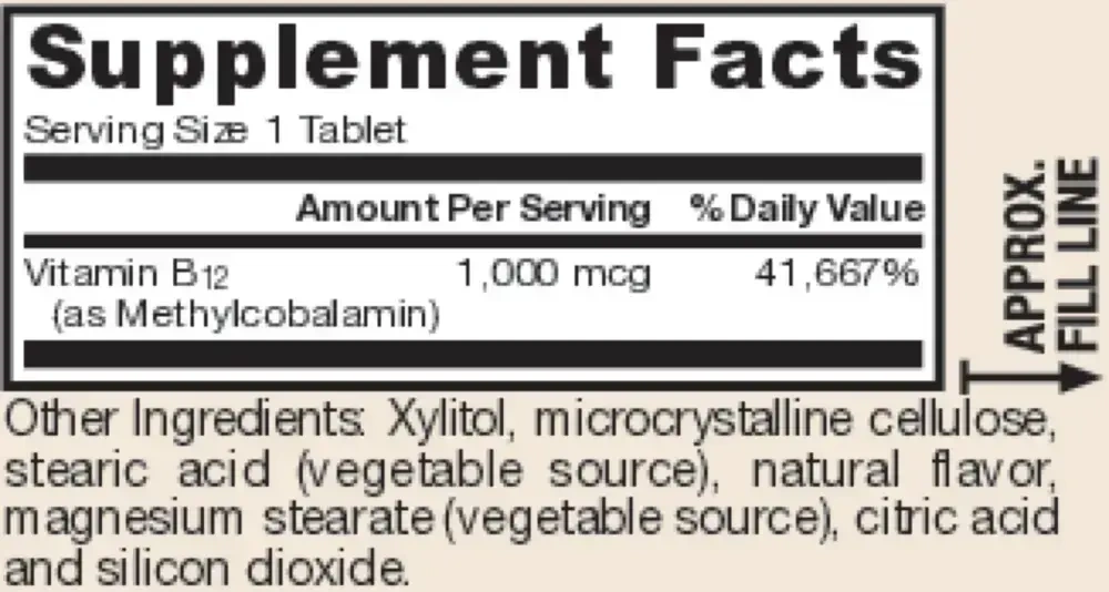 Product image for Methyl B-12 1000mcg Lemon.