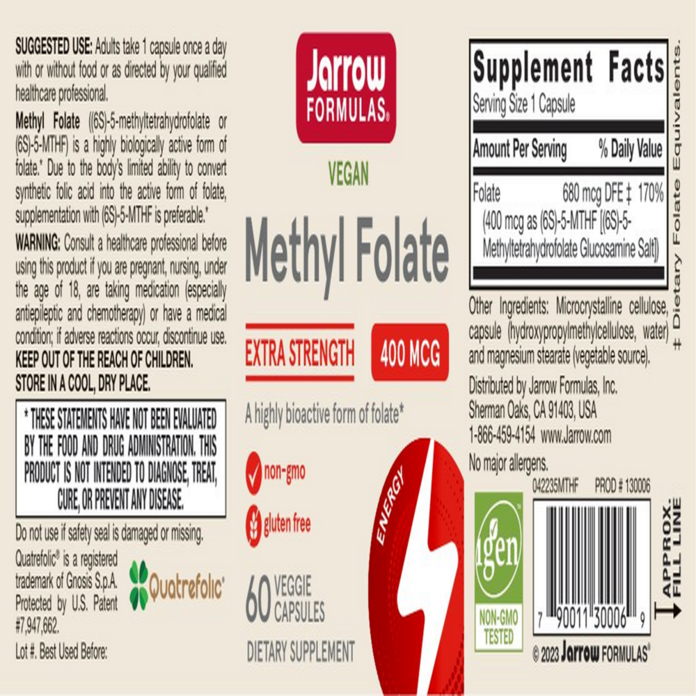 Product image for Methyl Folate 400mcg.