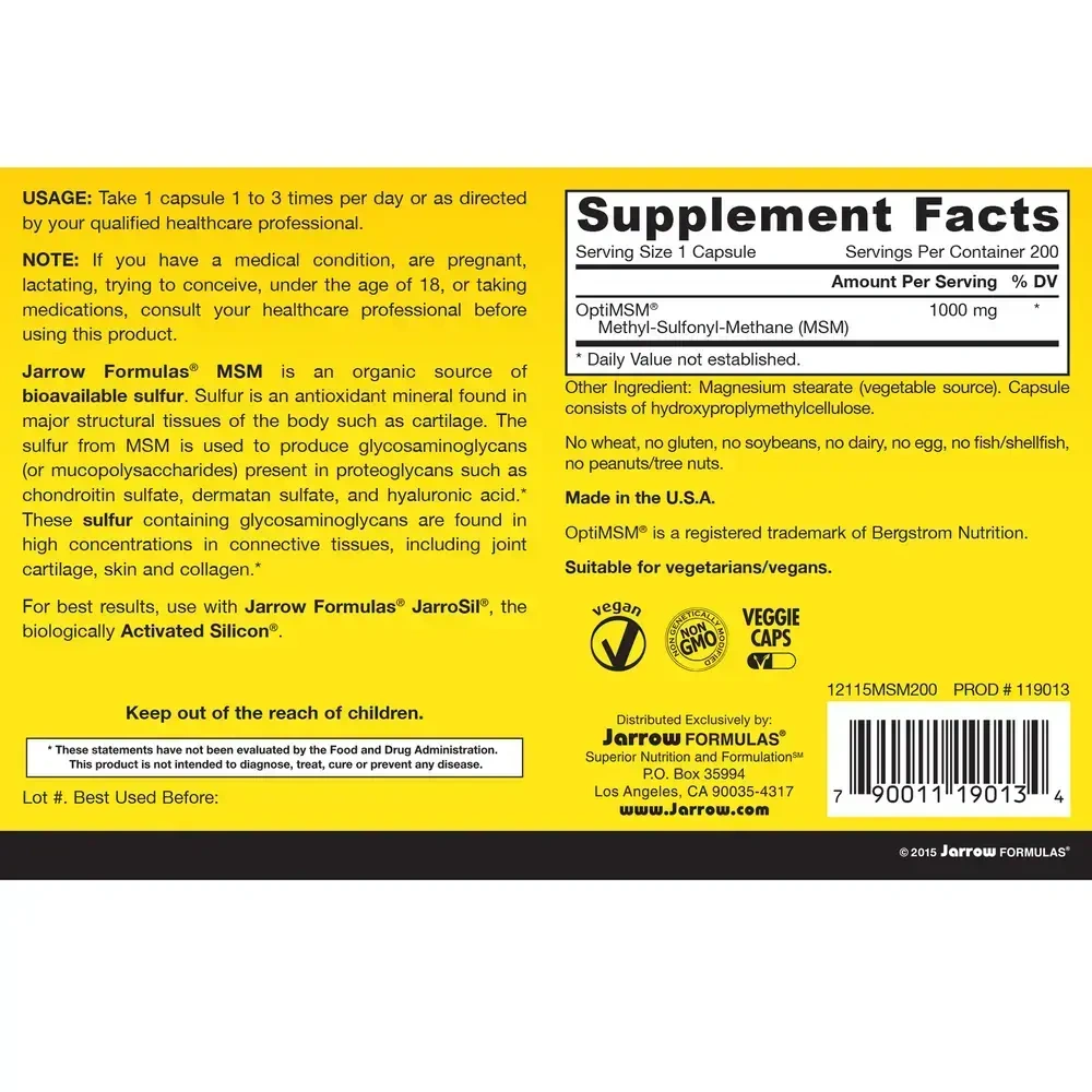 Product image for MSM Sulfur 1000mg.