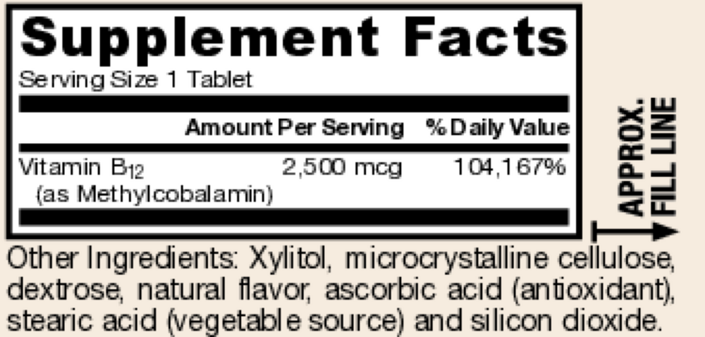 Product image for Methyl B-12 2,500mcg Tropical.
