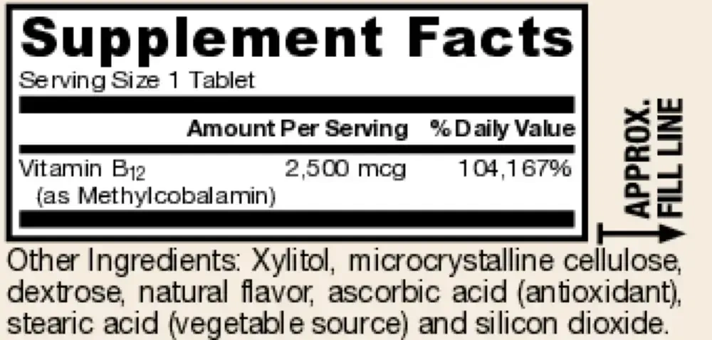 Product image for Methyl B-12 2,500mcg Tropical.