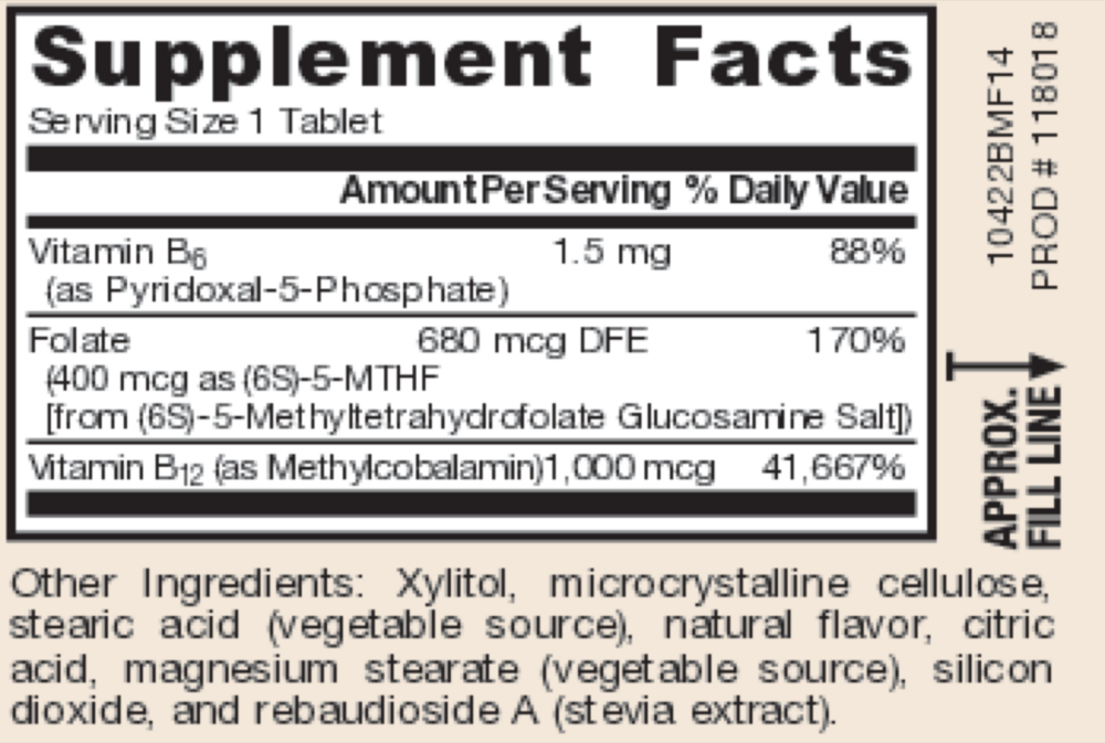 Product image for Methyl B-12 &amp; Methyl Folate Lemon.