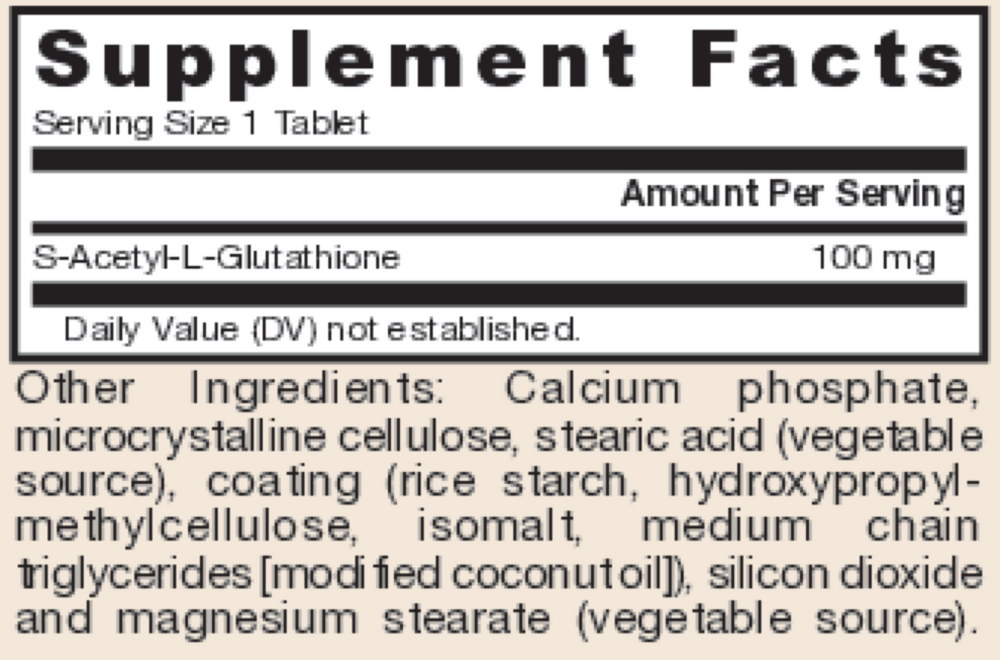Product image for S-Acetyl L-Glutathione 100mg.