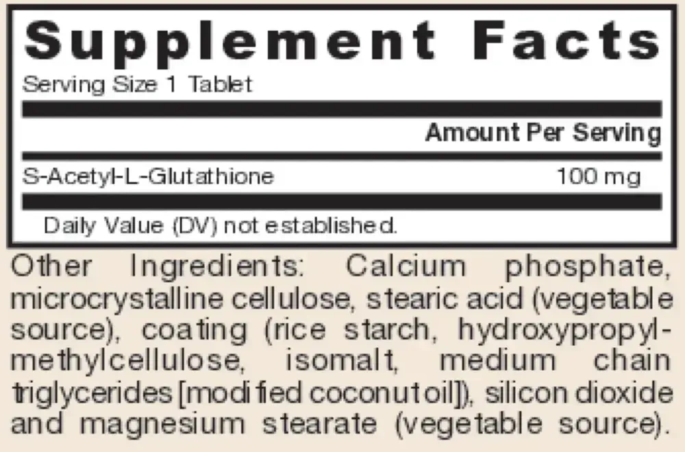 Product image for S-Acetyl L-Glutathione 100mg.