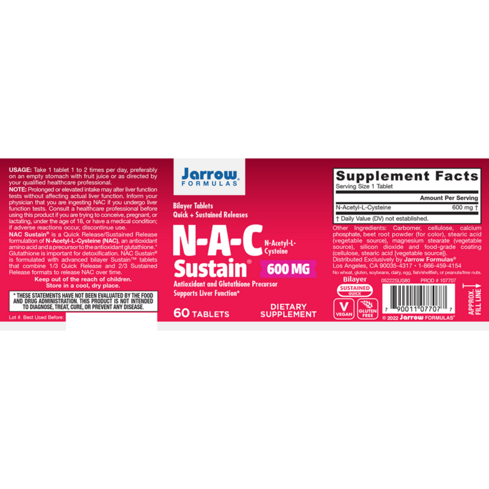 Product image for N-A-C Sustain 600mg.