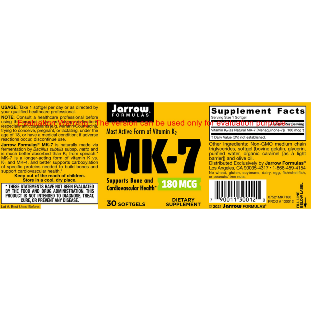 Product image for MK-7 180mcg.