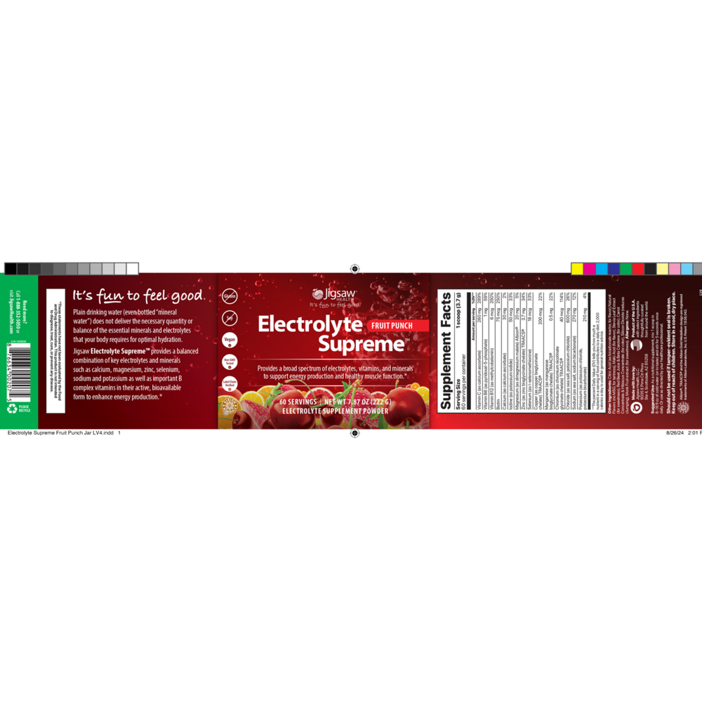 Product image for Electrolyte Supreme Fruit Punch Jar.