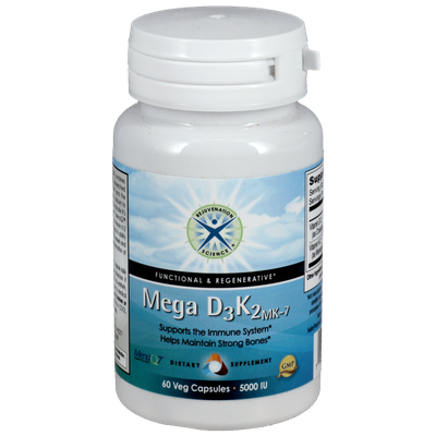 Vitamin D3K2 MK7 Mega 5,000 IU 180mcg-60 capsules