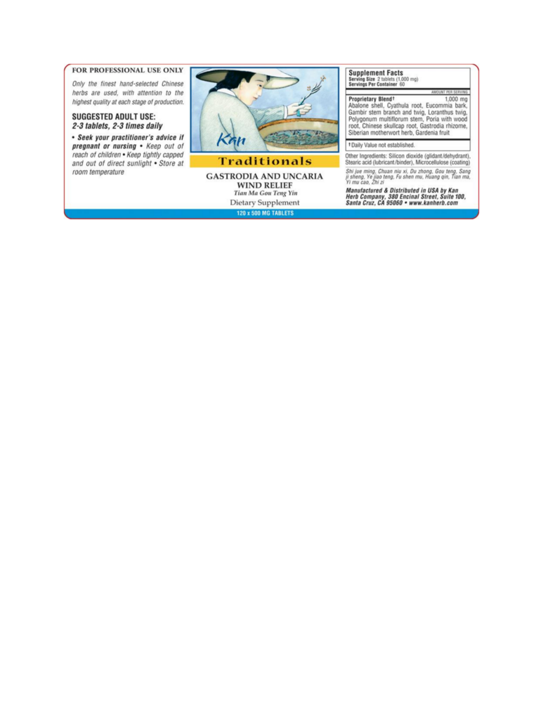 Product image for Gastrodia and Uncaria Wind Relief.