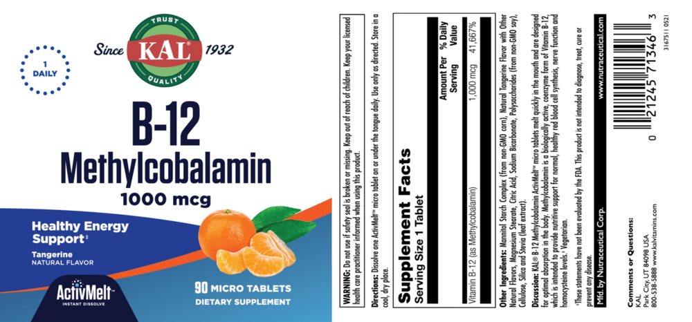 Product image for B-12 Methyl 1,000 mcg Tangerine.