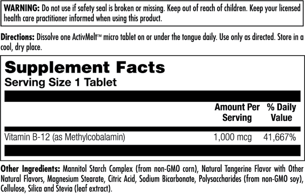 Product image for B-12 Methyl 1,000 mcg Tangerine.