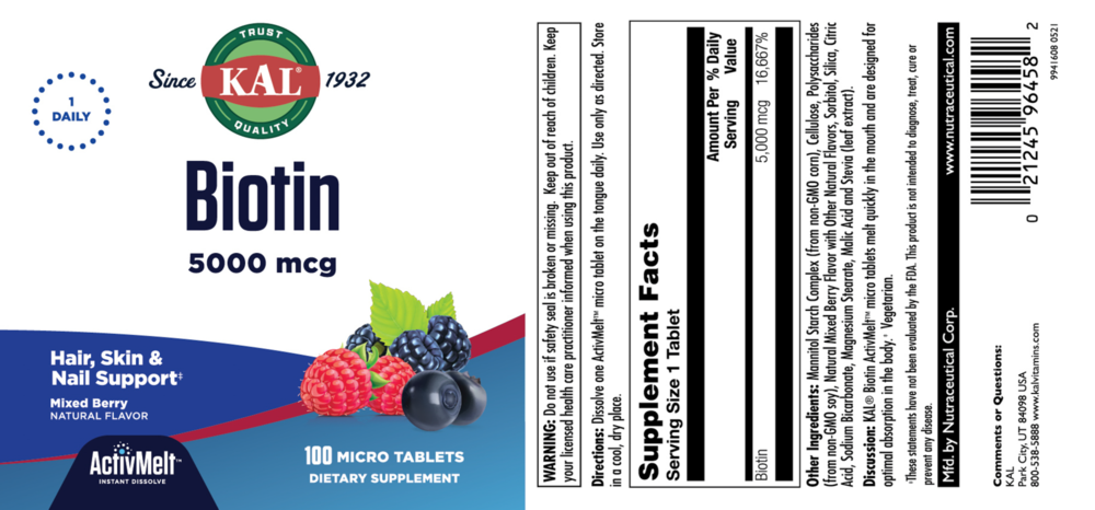 Product image for Biotin 5000 mcg Mixed Berry.