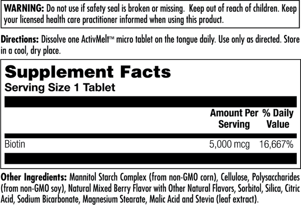 Product image for Biotin 5000 mcg Mixed Berry.