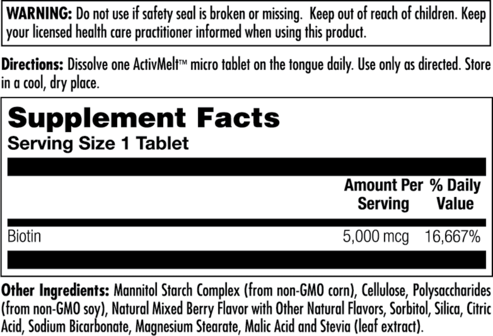 Product image for Biotin 5000 mcg Mixed Berry.