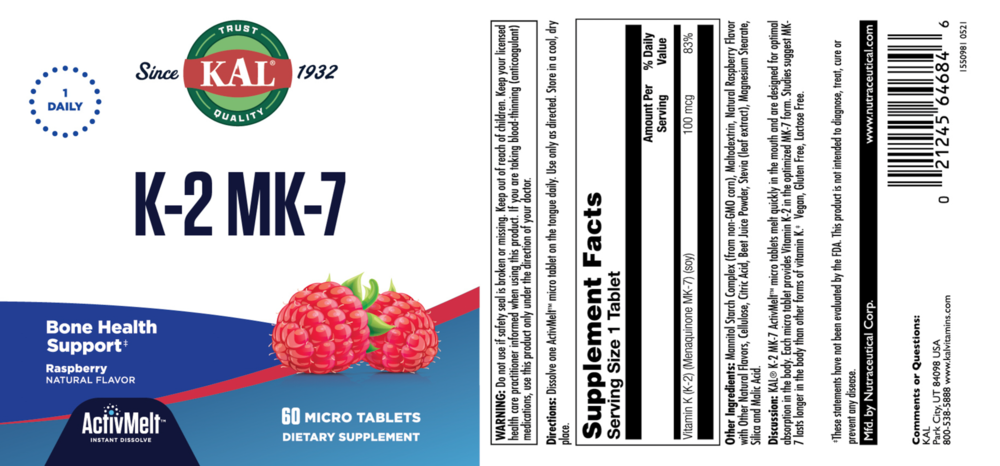 Product image for K-2 MK-7 ActivMelt GF Raspberry.