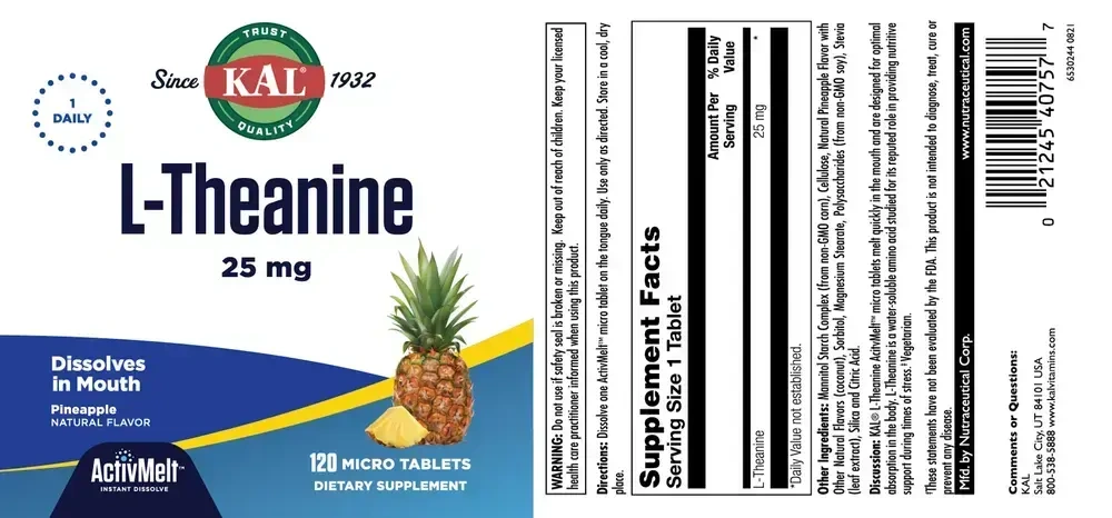 Product image for L-Theanine 25 mg Pineapple.