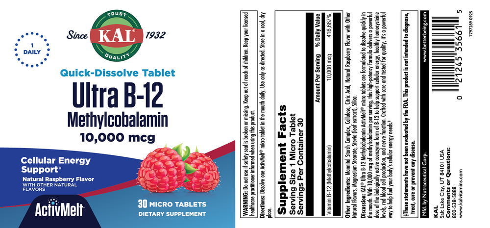 Product image for Ultra B-12 10,000 mcg Methyl Raspberry.