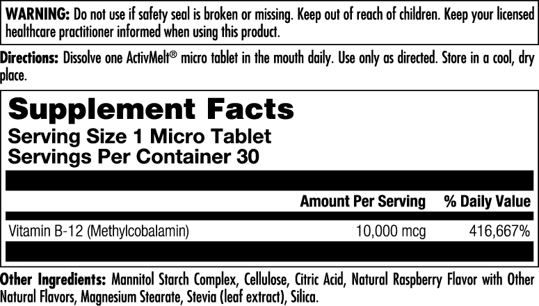 Product image for Ultra B-12 10,000 mcg Methyl Raspberry.
