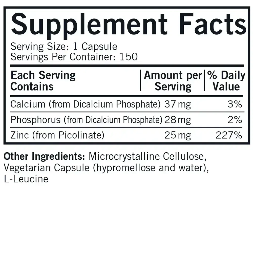 Product image for Zinc Picolinate 25 mg Capsules - Hypoallergenic.