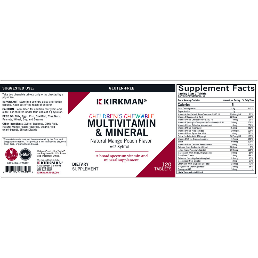 Product image for Children's Chewable Multi-Vitamin/Mineral w/Xylitol.