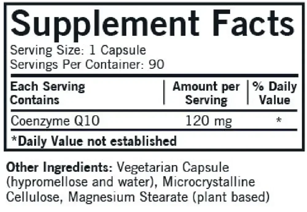 Product image for Coenzyme Q10 120 mg Capsules- Hypoallergenic.