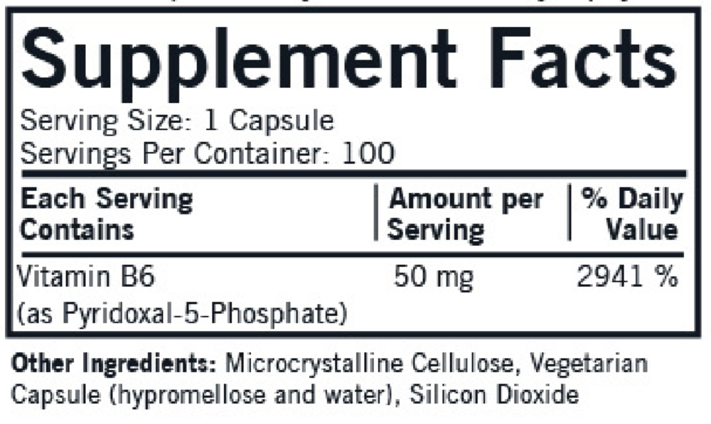 Product image for P-5-P (Pyridoxal 5-Phosphate) 50 mg Capsules - Hypoallergenic DISCO.