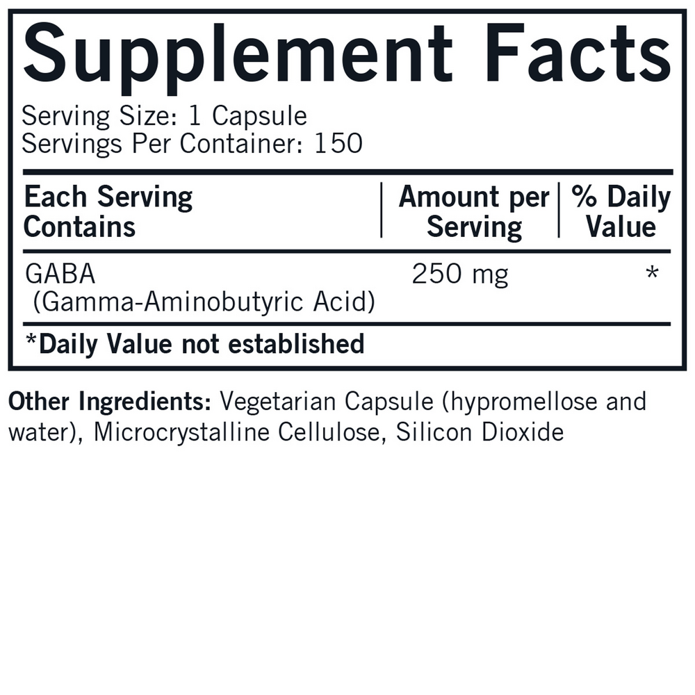 Product image for GABA 250 mg Capsules - Hypoallergenic.