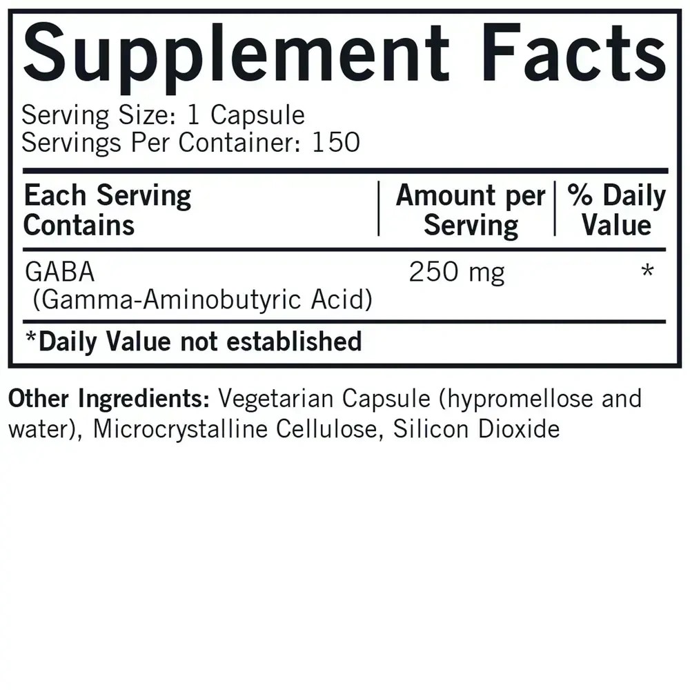 Product image for GABA 250 mg Capsules - Hypoallergenic.