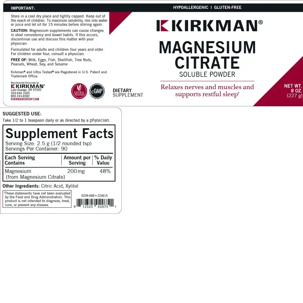 Product image for Magnesium Citrate Soluble Powder.