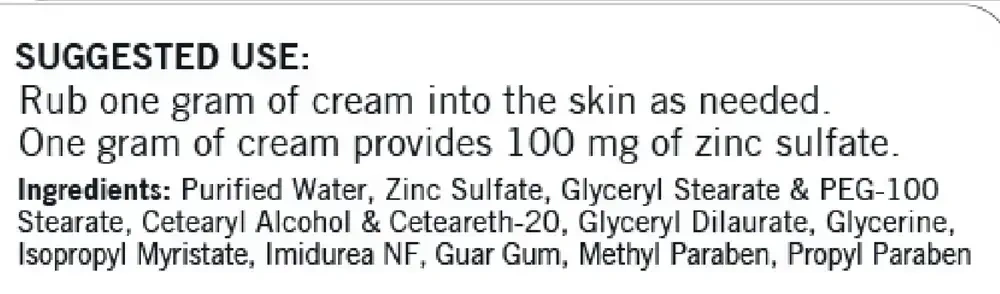 Product image for Zinc Sulfate Topical Cream.