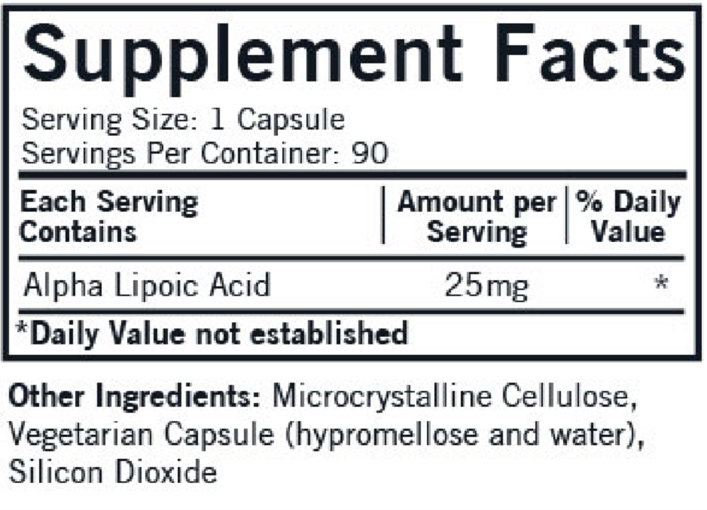 Product image for Alpha Lipoic Acid 25 mg.