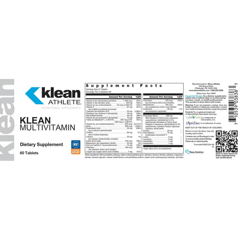 Product image for Klean Multivitamin.