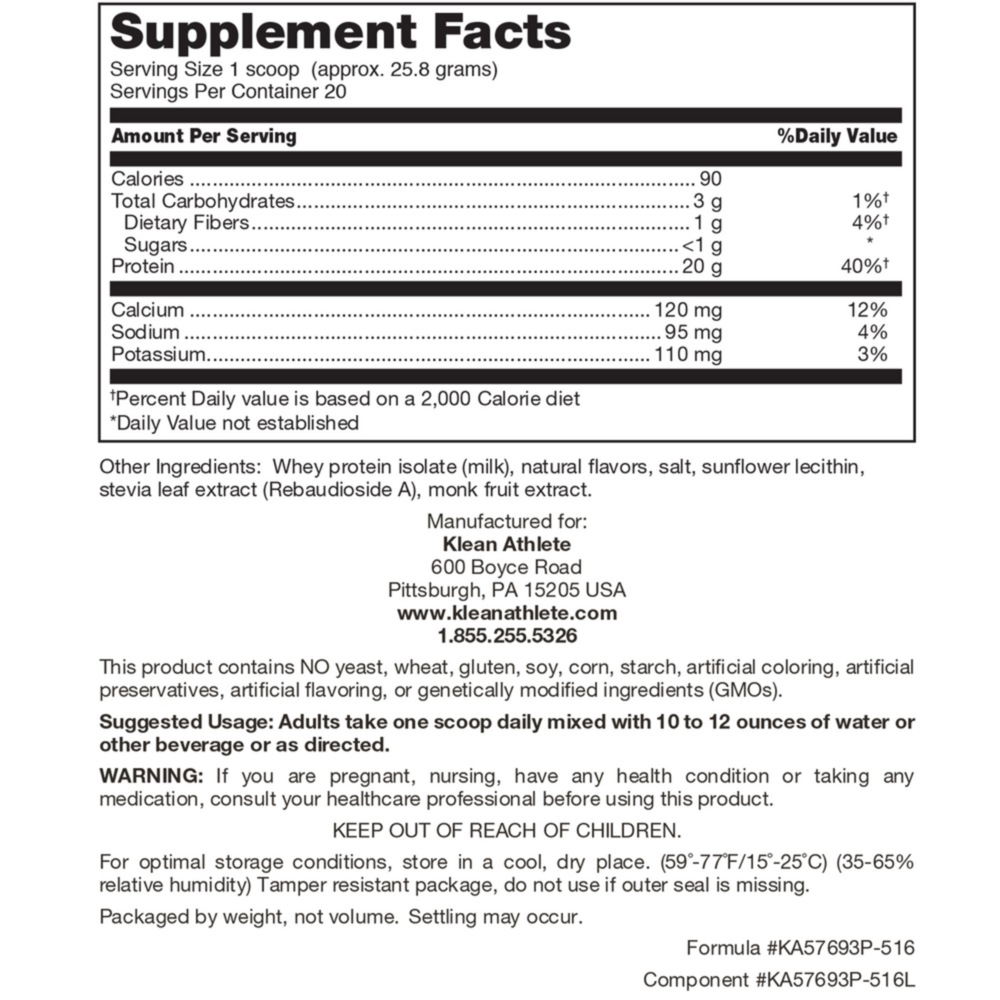 Product image for Klean Isolate (Natural Vanilla Flavor).