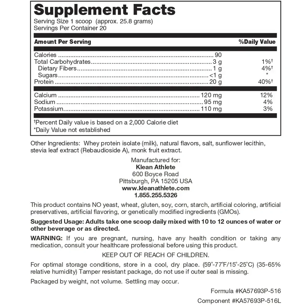 Product image for Klean Isolate (Natural Vanilla Flavor).