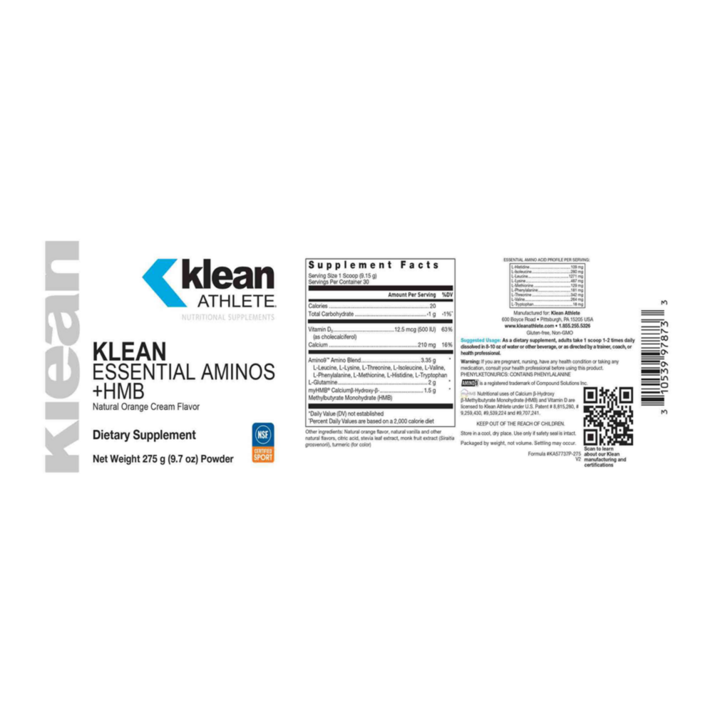 Product image for KLEAN ESSENTIAL AMINOS +HMB.