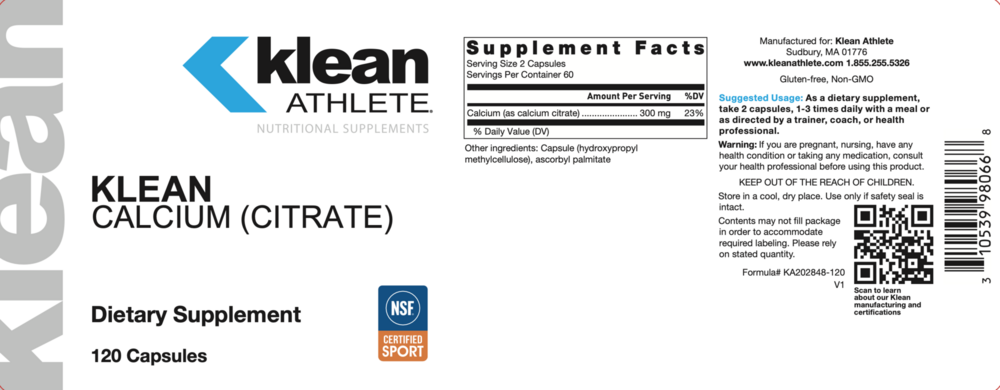 Product image for Klean Calcium Citrate.
