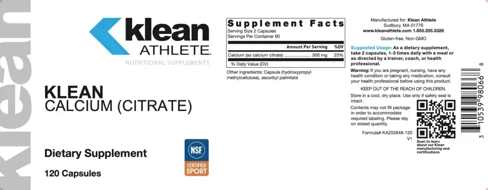 Product image for Klean Calcium Citrate.