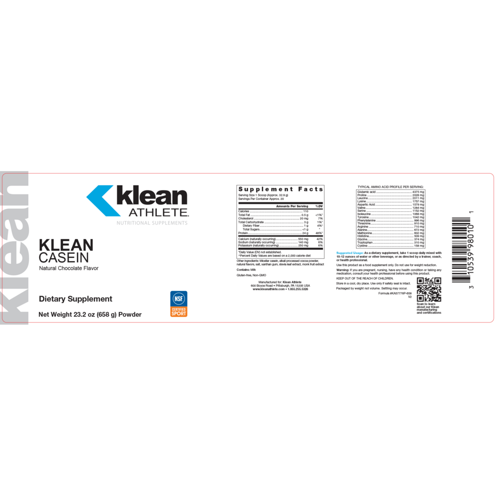 Product image for Klean Casein Protein - Natural Chocolate Flavor.
