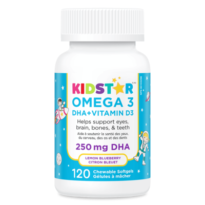 Omega 3 DHA+ Vitamin D3 Chewables (Lemon Blueberry) 60 Softgels