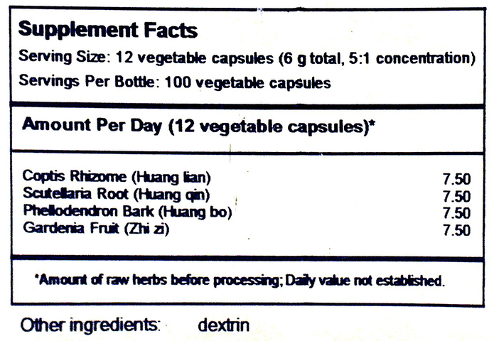 Product image for Herbal Formula Capsules (Huang Lian Jie Du Tang).