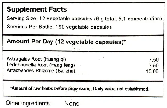 Product image for Yu Ping Feng San Capsules (Jade Windscreen Formula).