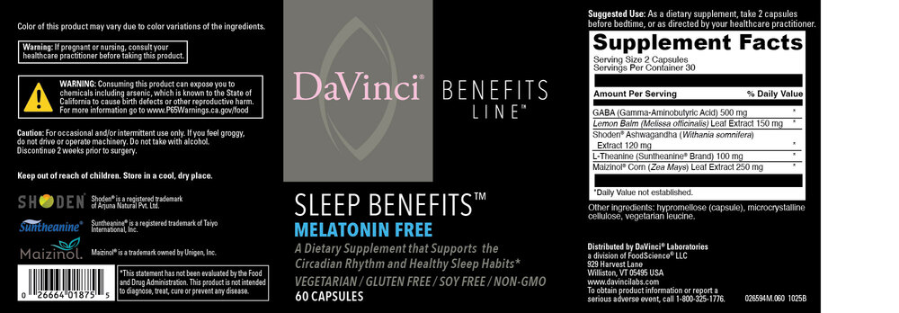 Product image for Sleep Benefits™ - Melatonin Free (California Only).