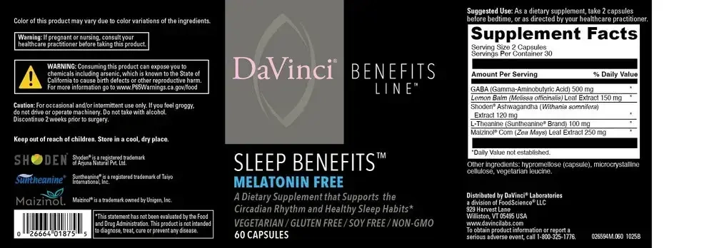 Product image for Sleep Benefits™ - Melatonin Free (California Only).