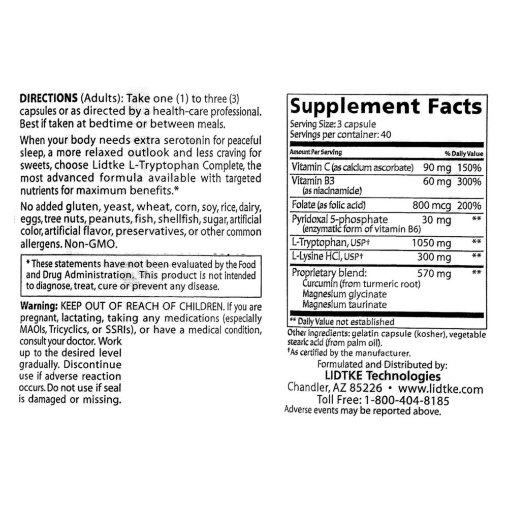 Product image for L-Tryptophan Complete.